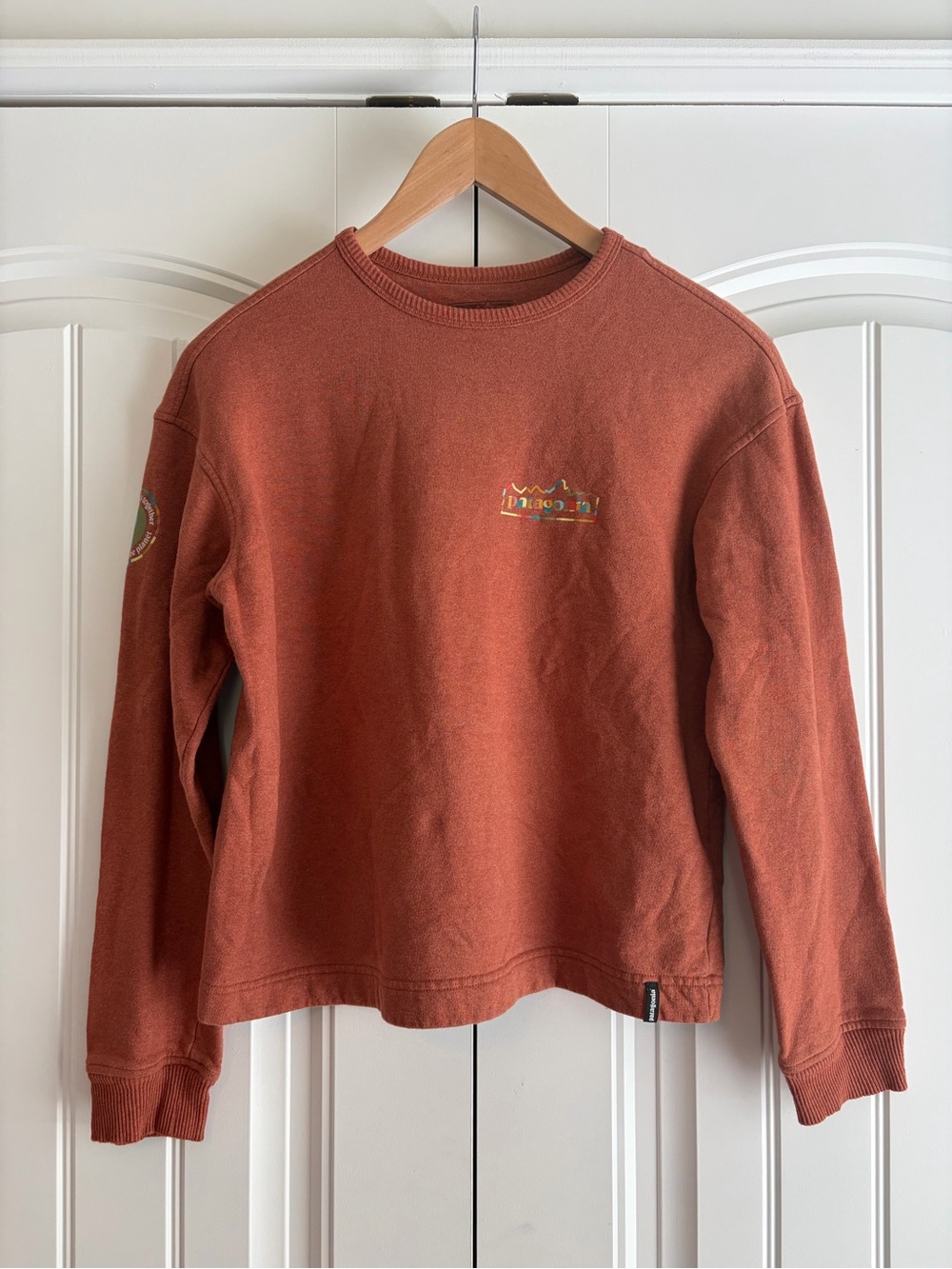 Patagonia Womens Lightweight Unity Fitz Wildrise Crewneck Sweatshirt Sienna Sz S